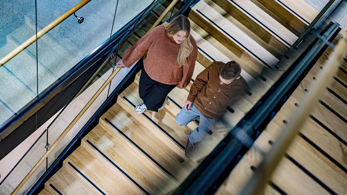 Keskustelua portaissa