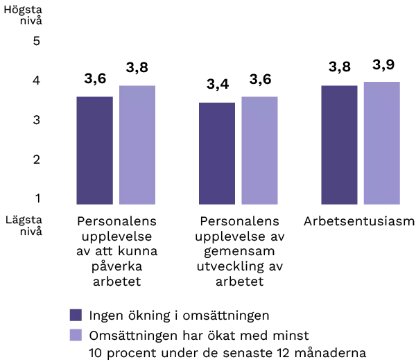 Diagram som beskriver personalens erfarenheter i växande företag