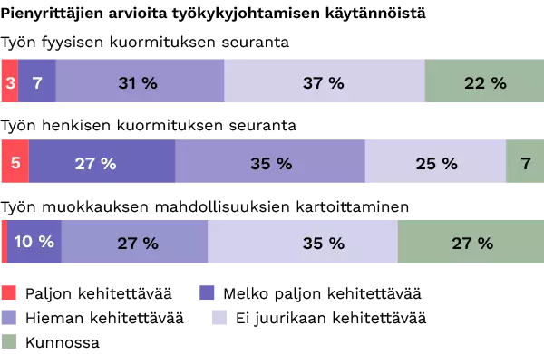 Tyokykyjohtamisen osa-alueet Diagrammi, joka kuvaa työkykyjohtamisen osa-alueita pienryrityksessä
