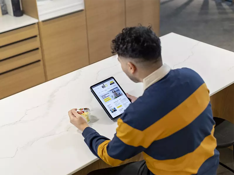 Person is looking at a tablet